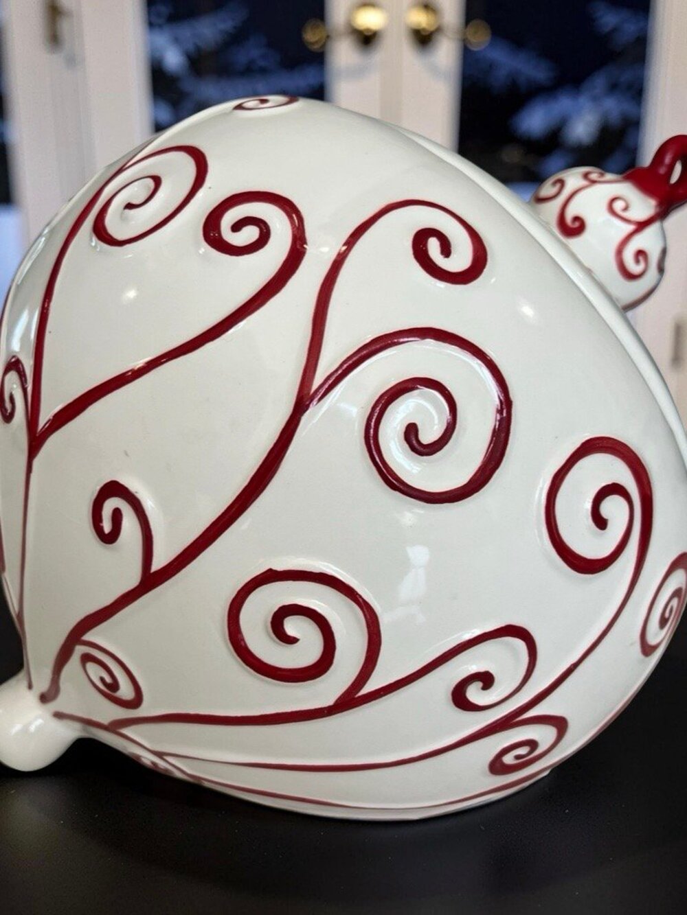 Vintage Christmas Hand Painted "Ornament" Ceramic Cookie Jar Holiday Decor X-mas